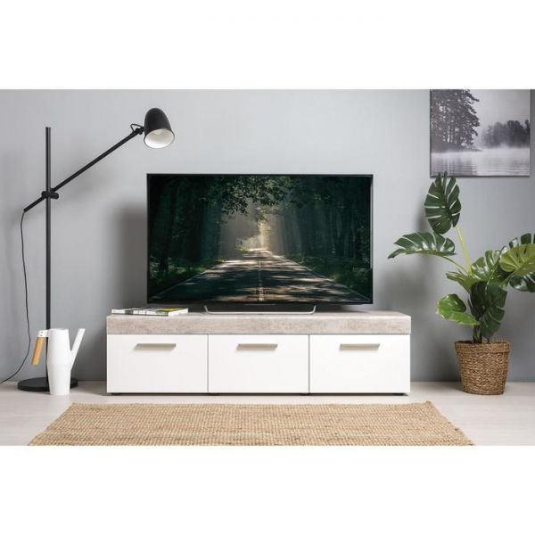 Тумба под ТВ Петра 13.281, 1384х406х366, Белый шагрень/ Милк софт МДФ