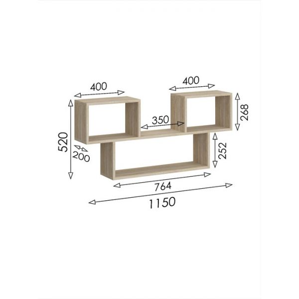 Полка навесная «Салоу 6», 1150 ? 200 ? 520 мм, цвет дуб сонома