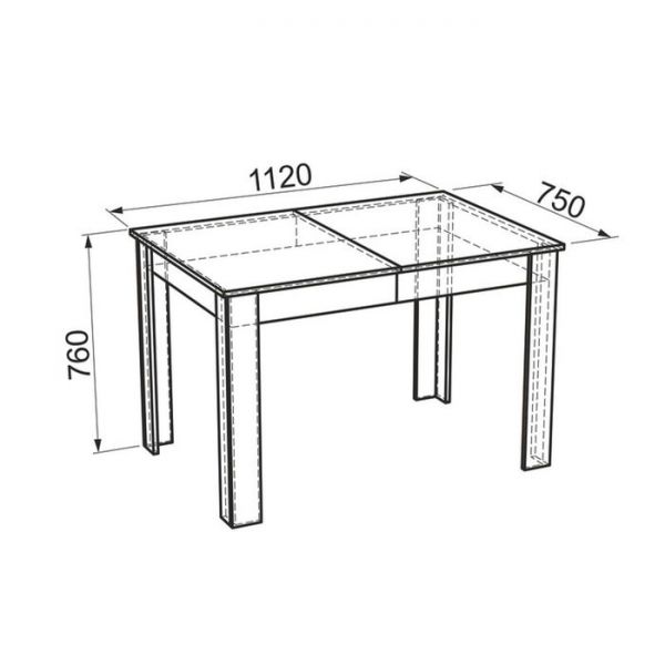 Стол обеденный Гермес 2, венге/дуб млечный, ширина - 1120/1520/1920 мм