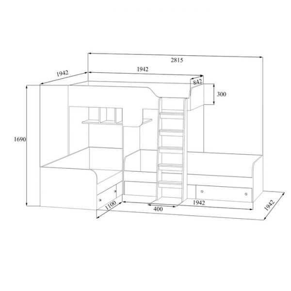 Детский комплекс «Трио», цвет дуб молочный/дуб молочный
