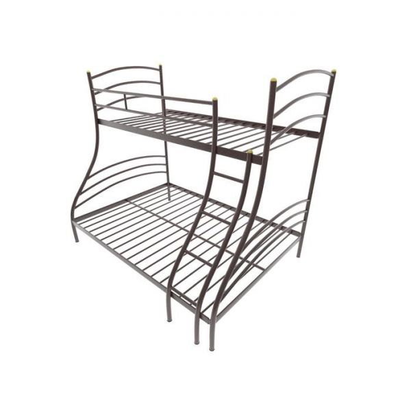 Двухъярусная кровать «Глория», 120 ? 190 см, металл, лестница справа, цвет коричневый