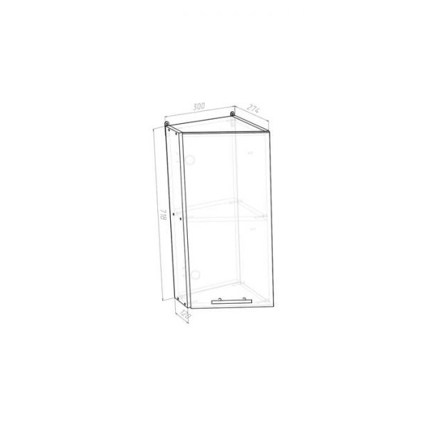 Шкаф навесной Кира 300х300х720 завершающий закрытый  венге/Квадро шимо темный