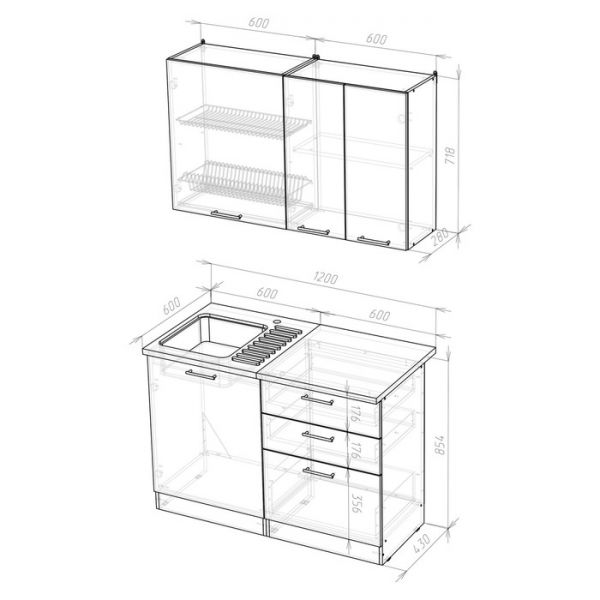 Кухонный гарнитур Лира лайт 1200