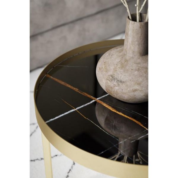 Стол журнальный «Тайлер», 555 ? 555 ? 450 мм, цвет сахара нуар / чёрный матовый