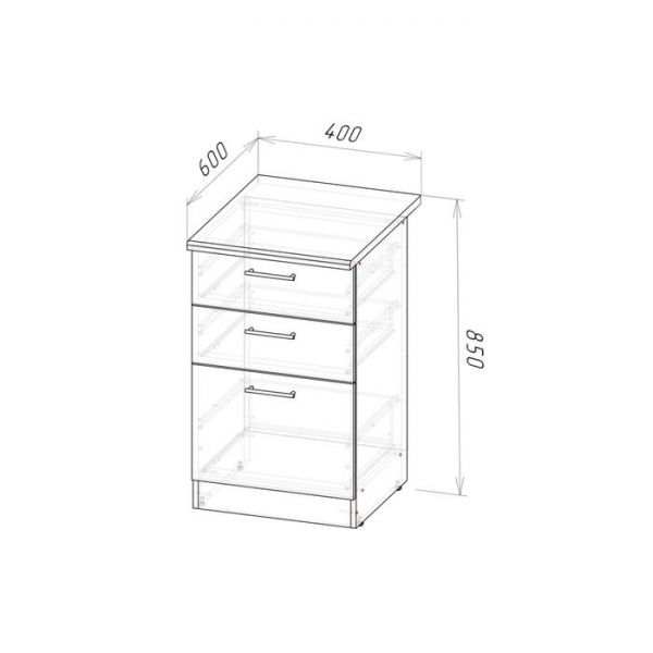 Шкаф напольный Сабрина 400х600х850 с 3 выдвижными ящиками  венге/дуб сонома/дуглас темный