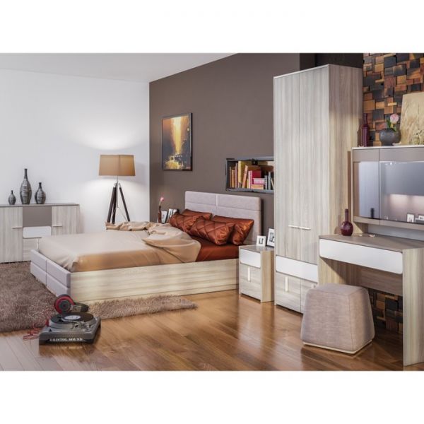 Кровать Элен ортопед с подъем.механизмом, 1400х2000, Анкор светлый/Саванна латте