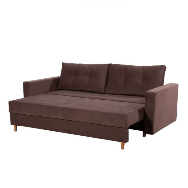 Прямой диван «Киото», механизм еврокнижка, велюр, цвет серый