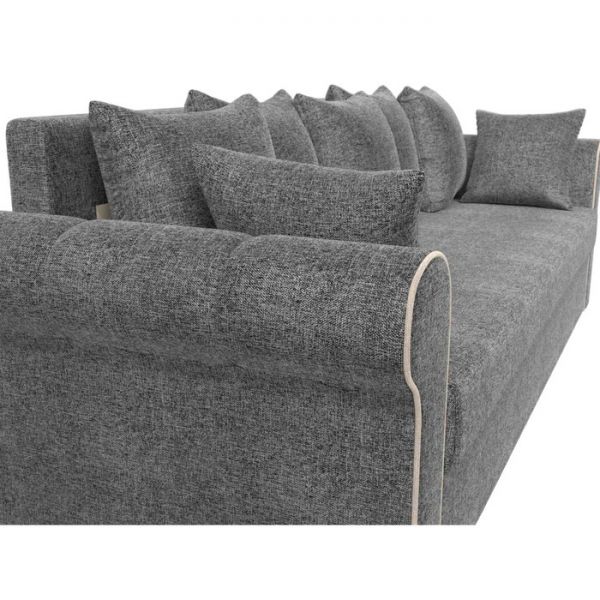 Прямой диван «Рейн», механизм еврокнижка, рогожка, цвет бежевый / кант коричневый