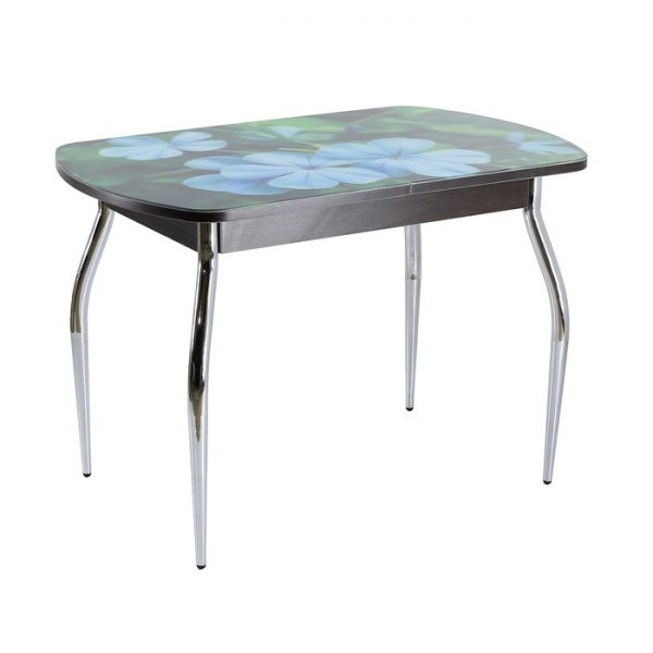 Стол раздвижной с фотопечатью Стин, 1100(1420)x700x760, Венге/Бамбук/Хром фигурные