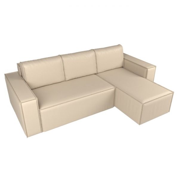 Угловой диван «Куба», механизм еврокнижка, экокожа, цвет бежевый