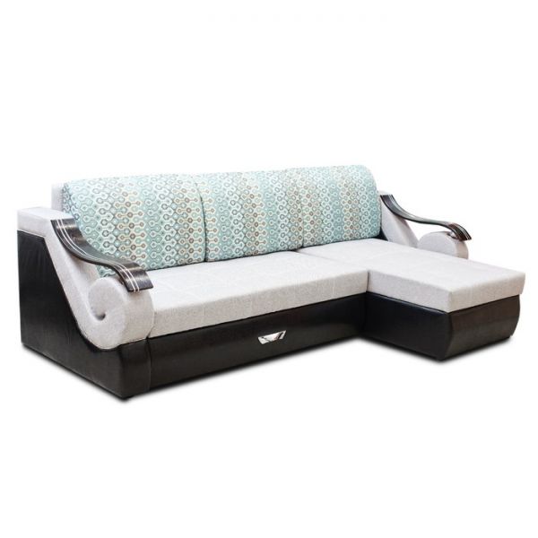 Диван «Дубаи 2» с оттоманкой, ППУ, правый угол, цвет монтана 273 / астор 900 / султан блю