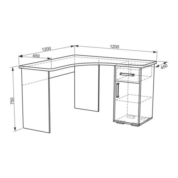 Стол компьютерный 1200 угловой "Лайт-1", дуб сонома/белый