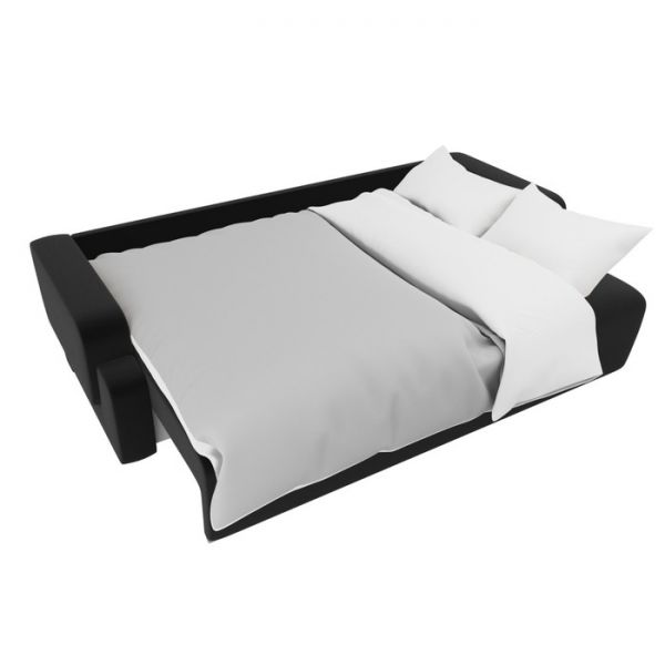 Прямой диван «Ника», механизм еврокнижка, микровельвет, цвет чёрный