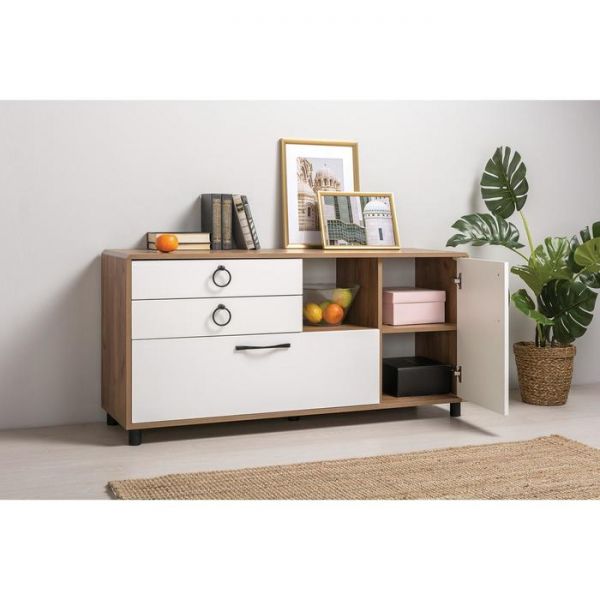 Тумба под ТВ Винтаж 13.283х07, 1300х400х623, Дуб крафт табачный/Милк софт