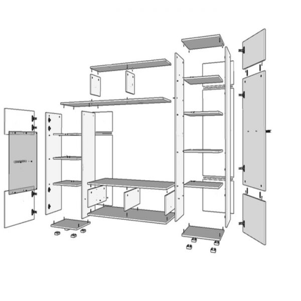 Гостиная Александра 5, 1630х2000х450, Дуб золотистый/Антрацит