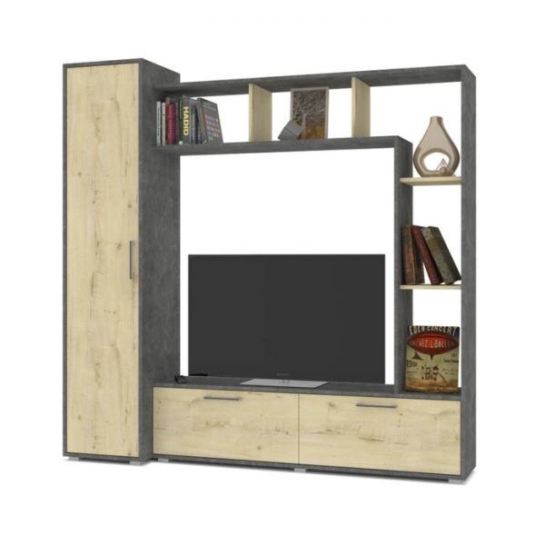 Мини стенка Прага 420х2050х1800 Анкор темный/светлый