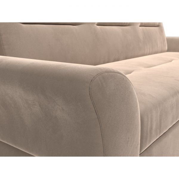 Прямой диван «Клайд», механизм дельфин, велюр, цвет бежевый