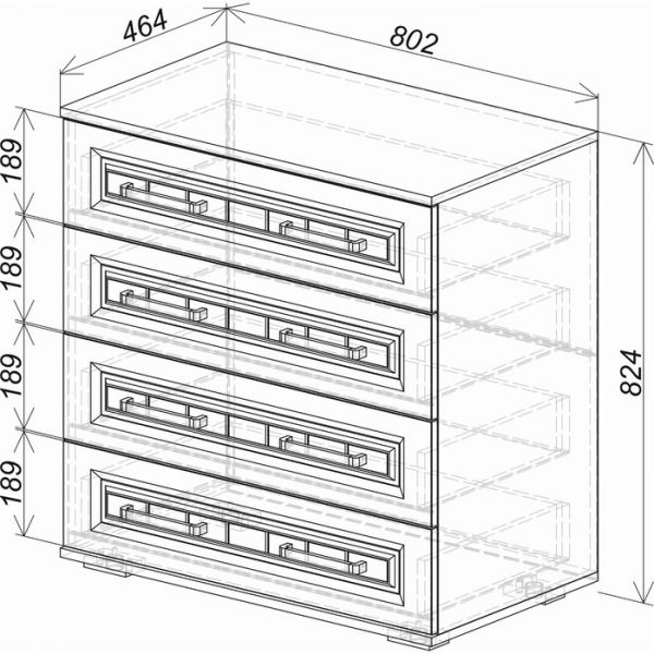 Комод Маркиза 802х460х824 сонома/крем-сатин