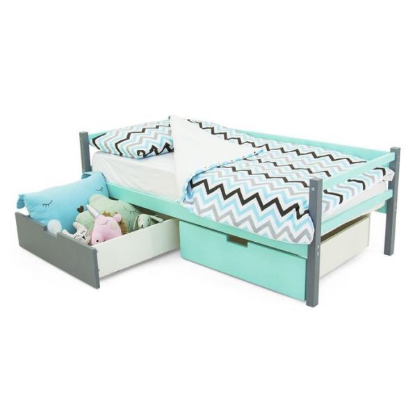 Детская кровать-тахта Svogen графит-мятный