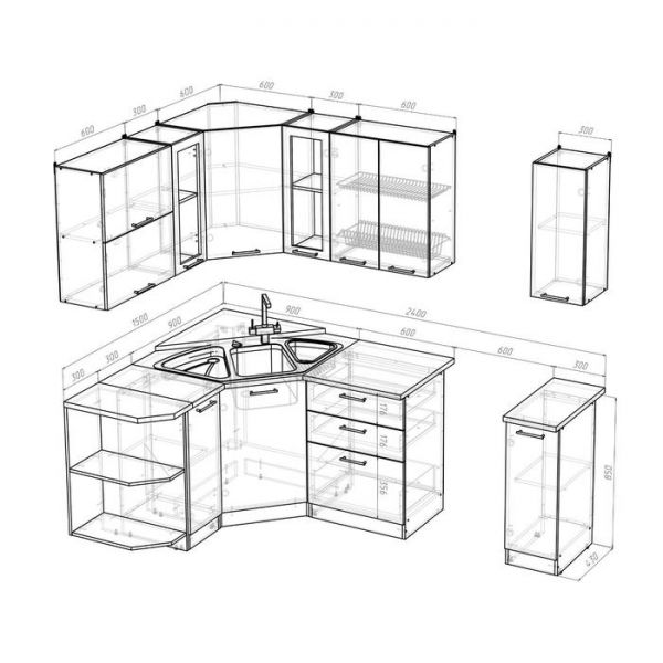 Кухонный гарнитур Татьяна оптима, 1500 х 1800 мм