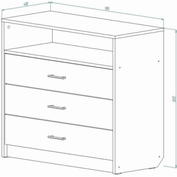 Комод Соната 900х400х800 Дуб крафт серый/Дуб крафт белый