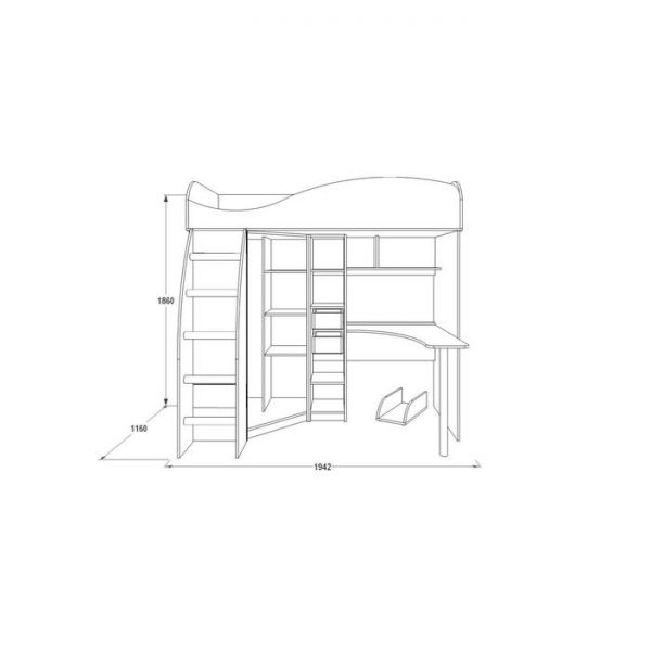 Двухъярусная кровать «Омега 9», 800 ? 1900 мм, ЛДСП / МДФ, млечный дуб / салатовая шагрень