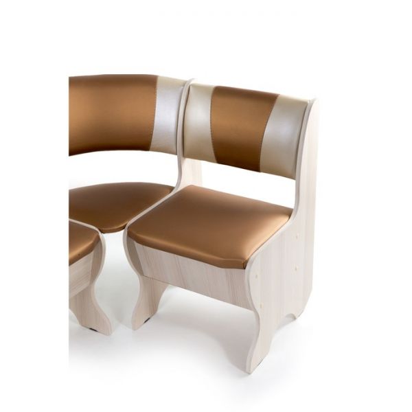 Кухонный уголок универсальный Тюльпан-мини 1000х1000х840 Ясень/Шоколад крем беж