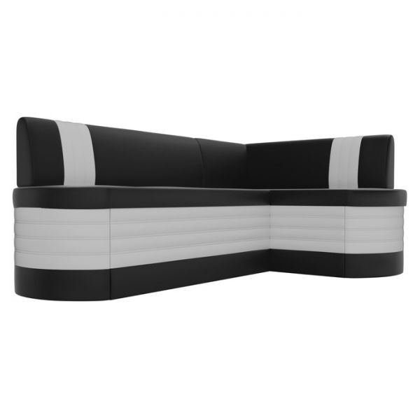 Кухонный угловой диван «Токио», механизм дельфин, экокожа, цвет чёрный / белый