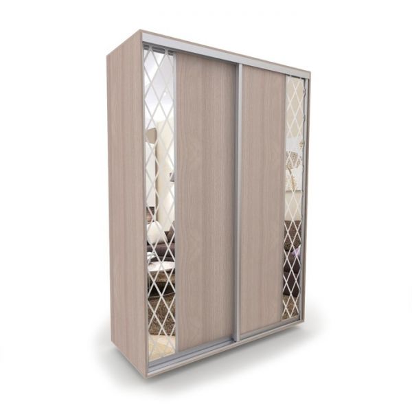 Шкаф-купе «Акцент-Вера», 1000 ? 600 ? 2310 мм, зеркало «ромбы Z», цвет ясень шимо светлый