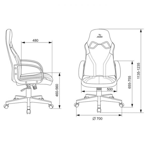 Кресло игровое Zombie RUNNER черный/синий, текстиль/эко.кожа, крестовина пластик