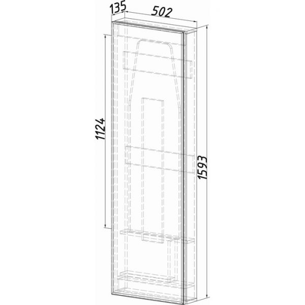 Пенал Смарт с гладильной доской и зеркалом 502х135х1592 лоредо