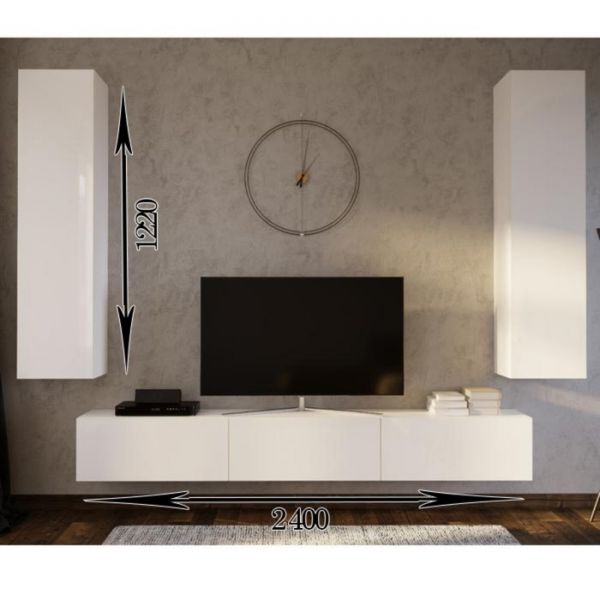 Гостиная подвесная Флорис 2, Белый глянец/Белый