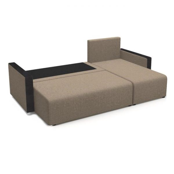 Угловой диван «Алиса 3», рогожка, цвет savana chocolate / savana camel / мarvel dark brown