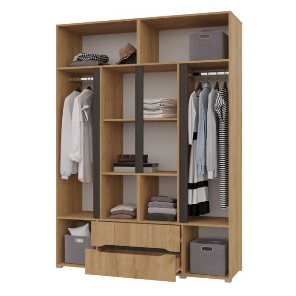 Шкаф 4х ств Вега с с ящиками, 1600х2200х520, Крафт золотой/Венге