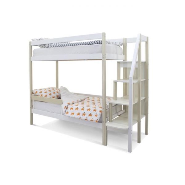Детская двухъярусная кровать Бельмарко Svogen бежево-белый