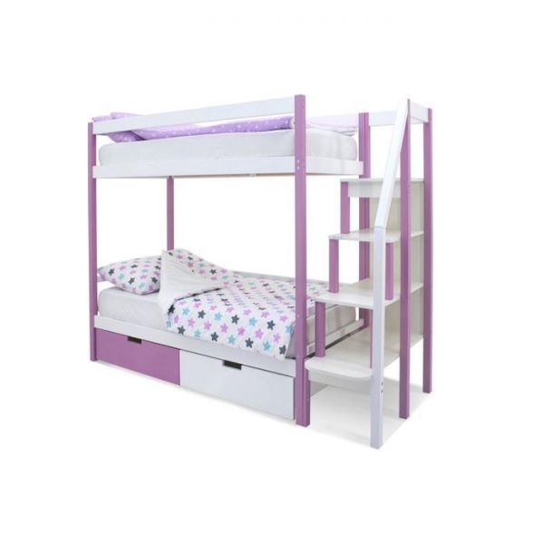 Детская двухъярусная кровать Бельмарко Svogen лаванда-белый