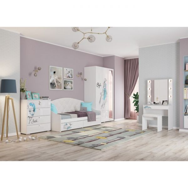 Шкаф 3-х створчатый Гламур, 1200х559х2100, Белый глянец