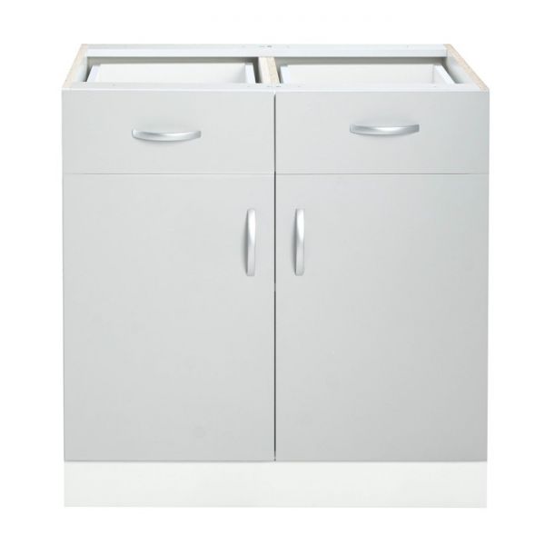 Шкаф напольный с 2 ящиками Мальма 800х580х820 Светло-серый/Белый