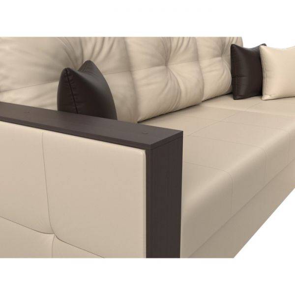 Угловой диван «Валенсия», механизм дельфин, экокожа, цвет бежевый