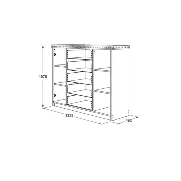 Комод №3 «Ольга 13», 1323 ? 492 ? 1078 мм, цвет ясень анкор тёмный / ясень анкор светлый