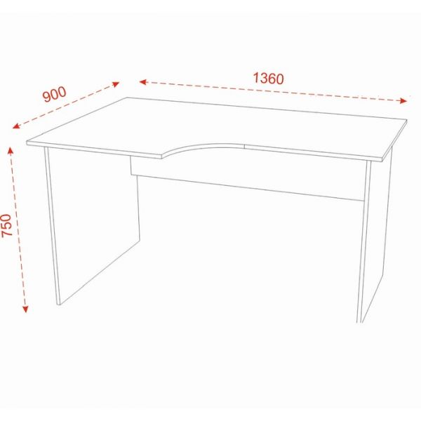 Стол компьютерный угловой левый 1360*900*750  Белый