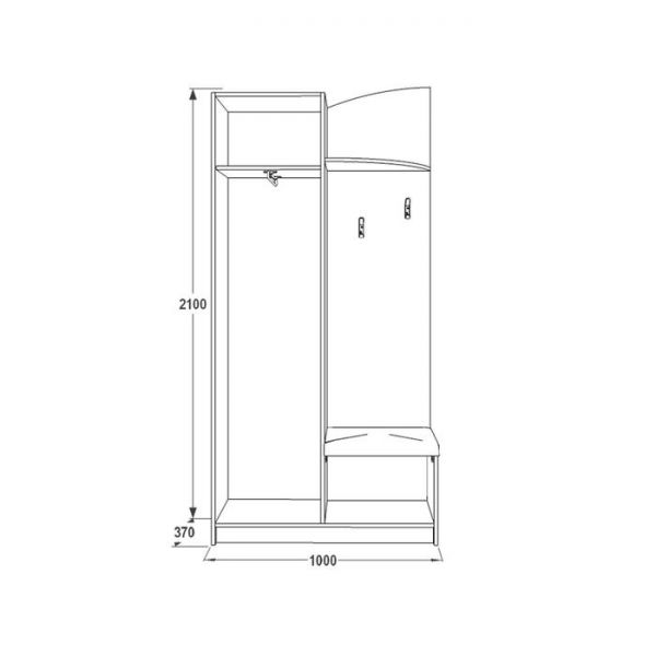 Прихожая «Саша 1», 1000 ? 370 ? 2100 мм, ЛДСП, зеркало, цвет венге / млечный дуб