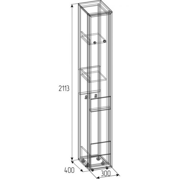 Шкаф «Лойс 85», 300 ? 400 ? 2113 мм, цвет дуб золотистый / белый / графит