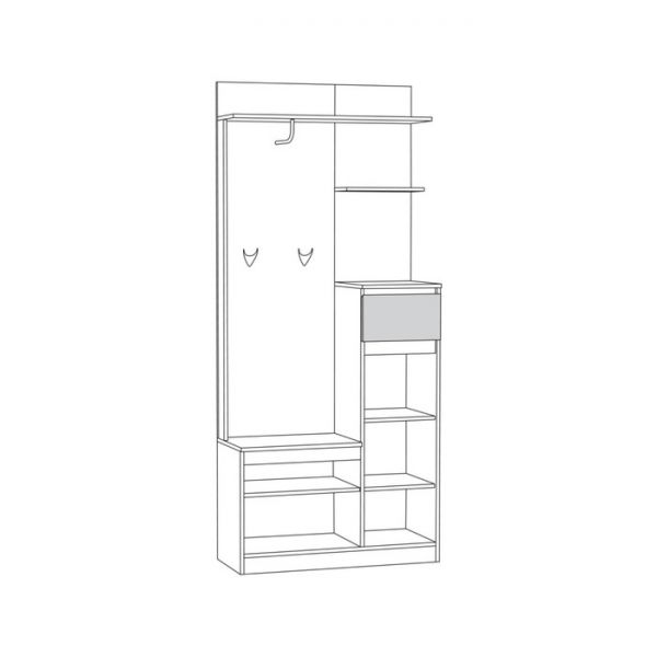 Прихожая Ника 15.121, 894х381х2079, Ясень анкор