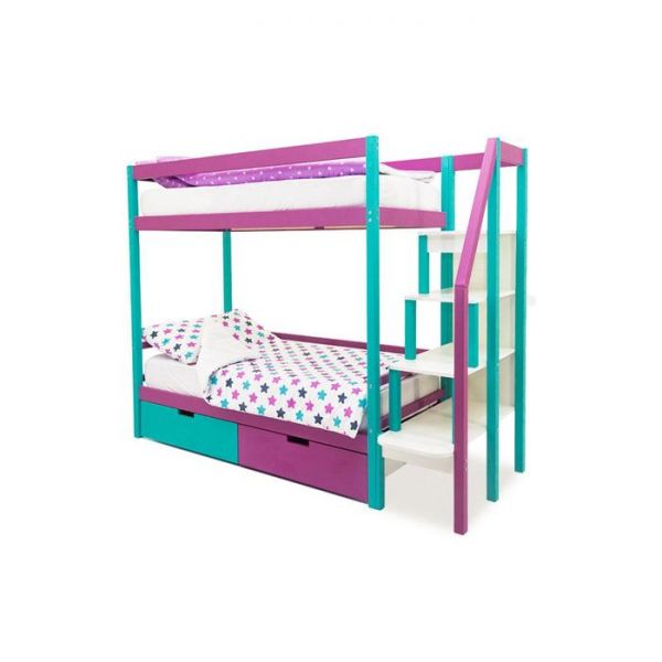 Детская двухъярусная кровать Бельмарко Svogen мятный-лаванда