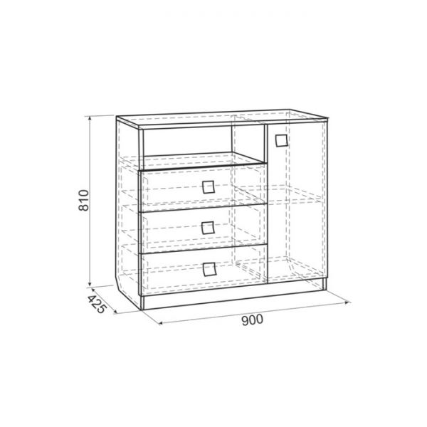 Комод Энерджи, 900х425х810, Дуб сонома/Белый