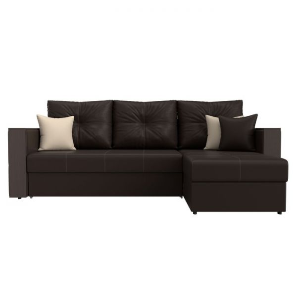 Угловой диван «Валенсия», механизм дельфин, экокожа, цвет бежевый