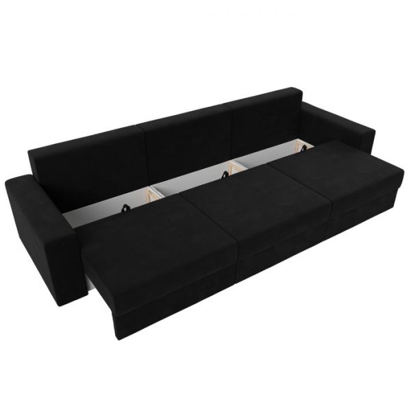 Диван прямой «Мэдисон Long», механизм еврокнижка, микровельвет, цвет чёрный