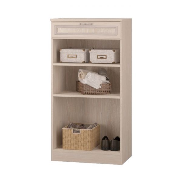 Тумба с дверками и ящиком ВЕРОНА 600х384х1173 Дуб атлан/рамка МДФ дуб атлан с патиной