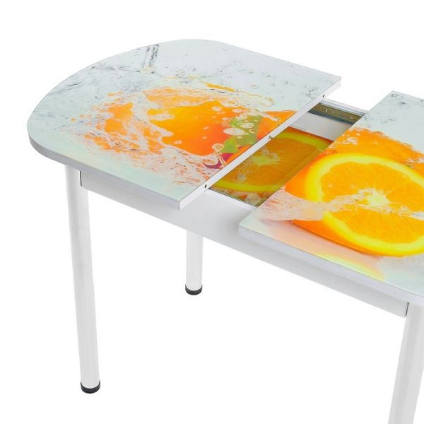 Стол раздвижной с фп Лайм 2 1100/1500х700х777 стол. Стекл./Пояс белый/прямые ноги